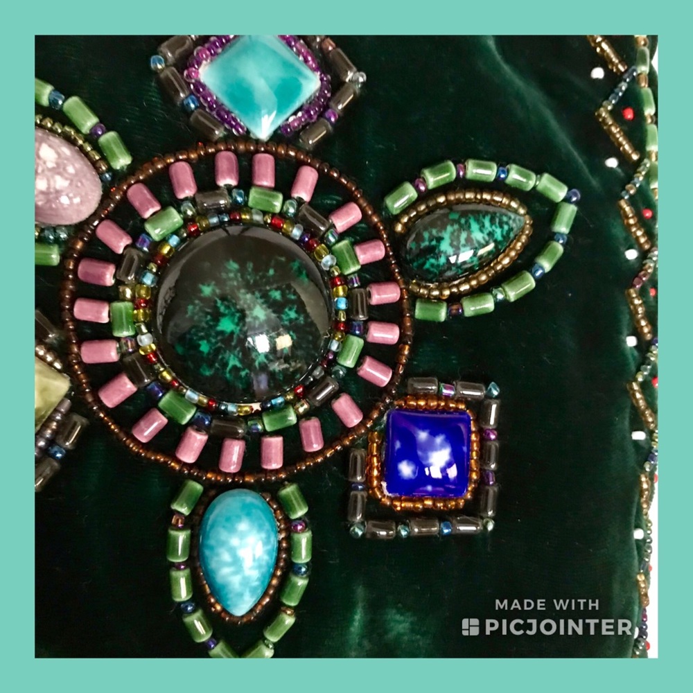 Bejeweled velvet crossbody bag